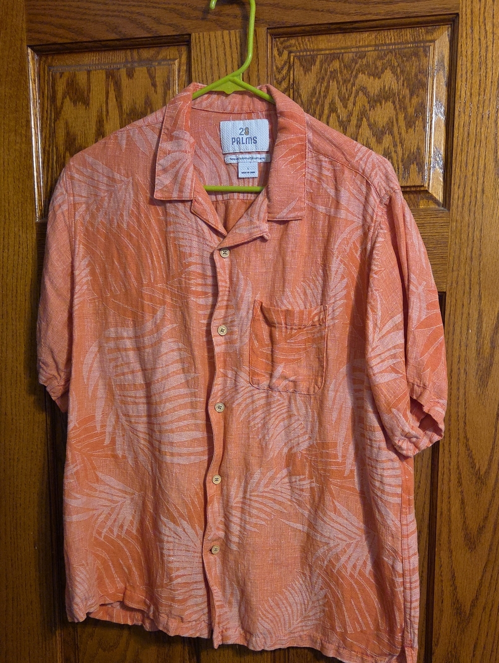 28 Palms Men's Orange Tropical-Print Short Sleeve Button-Down Shirt